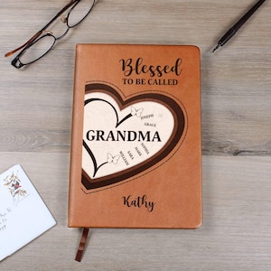 Diario personalizado para abuela con nombres de nietos, Día de la Madre, Navidad, regalo para abuela, Mimi, Nana, cuaderno cristiano, cartas a