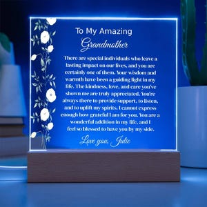 Personalized Grandmother Acrylic Plaque, Mother Day Gift for Grandma, Grandma Birthday Present, Christmas Gifts for Grandmother, Sentimental