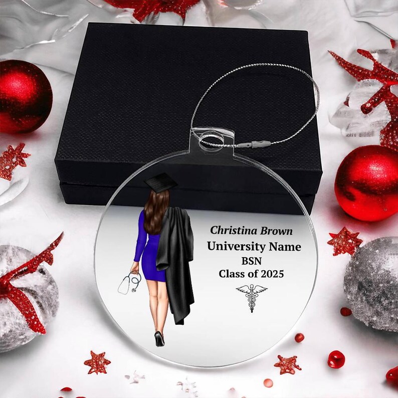 Adorno de enfermera, regalo para enfermeras primerizas, adorno acrílico navideño para enfermeras, RN, LPN, NP, regalo de graduación de enfermería, regalo, regalo de graduación de enfermería imagen 6