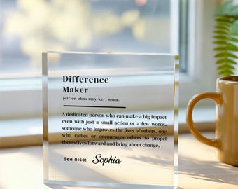 Personalized Difference Maker Acrylic Plaque, Employee Thank You Gift, Gift for Teacher Appreciation Gift, Coworker Gifts, Leaving Gift