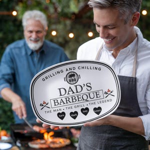 Personalized Grilling Plate, Fathers Day Gift from Kids, Grill Gifts, BBQ Custom Platter, Daddy&#39;s Grilling Plate