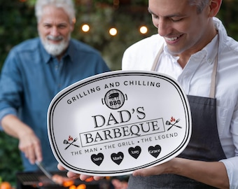 Personalized Grilling Plate, Fathers Day Gift from Kids, Grill Gifts, BBQ Custom Platter, Daddy's Grilling Plate
