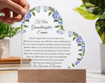 To Our Granddaughter Heart Acrylic Plaque, Personalized Plaque for Granddaughter from Grandma, Special Birthday Keepsake to Granddaughter