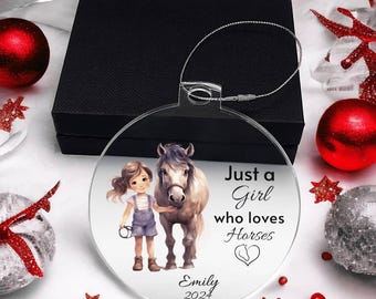 Personalized Horse Ornament For a Girl who Loves Horses, Custom Horse Ornament with Name, Christmas Horse Ornament, Kids Ornament, 2025
