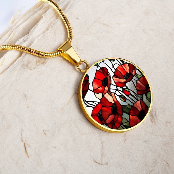 August birth flower necklace, Poppy necklace, Red poppy pendant, August birthday gift, Poppy Charm, Poppy flower necklace, Mother's day gift