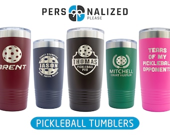Personalized Pickleball Tumbler: 20oz Stainless Steel, Laser Engraved