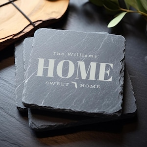 Custom State Slate Coaster Set: Personalized Home Decor Gift