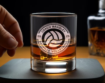 Personalized Volleyball Coach Whiskey Glass: Engraved Gift