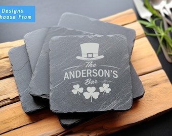 Personalized St. Patrick's Day Slate Coasters: Irish Bar Decor