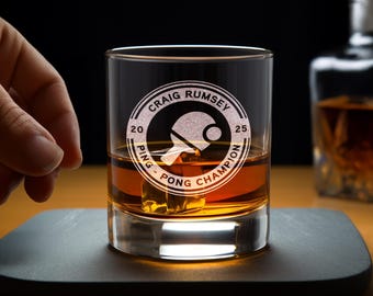 Personalized Ping Pong Whiskey Glass: Engraved Table Tennis Gift