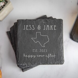 Wedding Couple House Decor, Perfect Gifts For Wedding, Wedding Decor, Just Married Gift, Happy Ever After, Wedding Gift, Couples Coaster Set