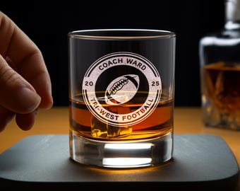 Personalized Football Coach Whiskey Glass: Engraved Sports Gift