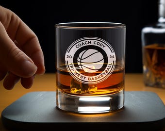 Personalized Basketball Coach Whiskey Glass: Engraved Gift