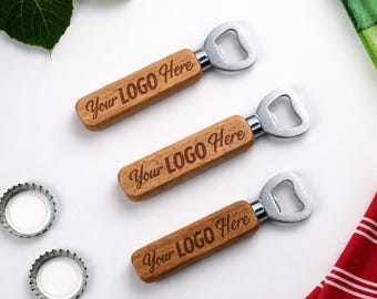 Engraved Wooden Bottle Opener: Custom Company Logo, Promotional Gift