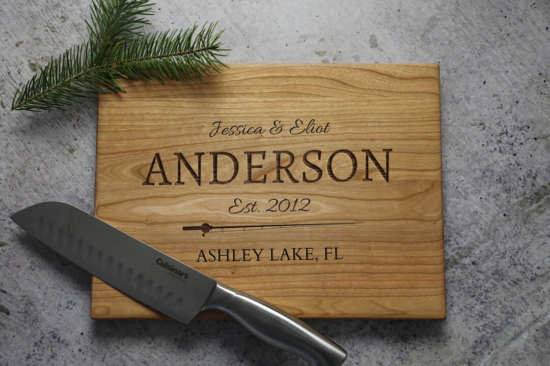 Lake Fishing Cutting Board, Custom Lake Gift, Family Lake Decor, Custom