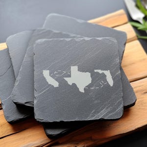 Custom State Slate Coaster Set: Moving Gift, Home Decor