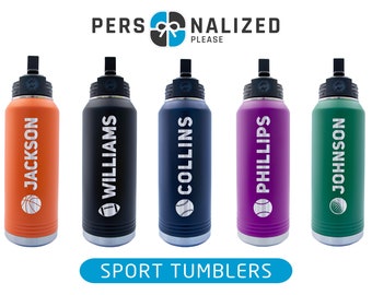 Vaso deportivo de acero inoxidable grabado: Regalo personalizado de botella de agua