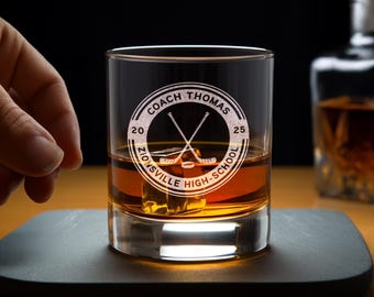Personalized Hockey Coach Whiskey Glass: Engraved Gift