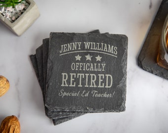 Retirement Job Gift, Retirement Occupation, Custom Retirement Gift, Retirement Employee Gift, Retired Gift, Custom Gifts, Set Of 4 Coaster