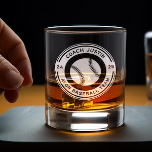 Personalized Baseball Coach Whiskey Glass: Engraved Gift