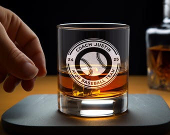 Personalized Baseball Coach Whiskey Glass: Engraved Gift