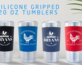 Personalisierte Hühnerfarm Becher: 20 oz Edelstahl mit Silikongriff