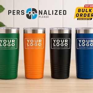 Bicchieri con logo personalizzato - Bicchieri da viaggio in acciaio inossidabile da 20 once / Sconti per ordini all'ingrosso, spedizione rapida, gadget aziendali personalizzati, regali aziendali