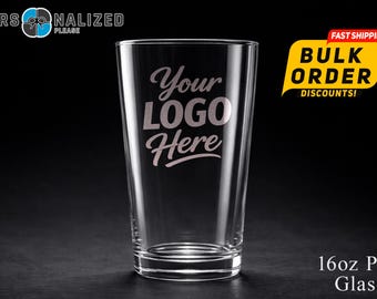 Custom Logo Pint Glass: Engraved Business Branding, Corporate Gifts