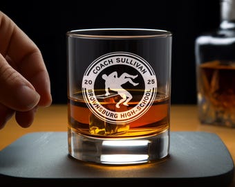 Personalized Wrestling Coach Whiskey Glass: Engraved Gift
