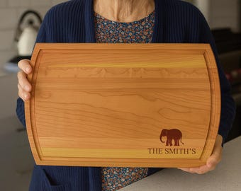 Custom Elephant Cutting Board: Personalized Kitchen Decor Gift