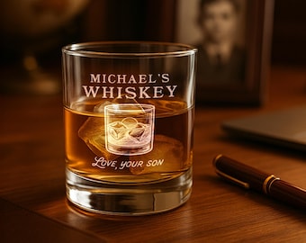 Fathers Day Whiskey Glass – Custom 10.5 oz Heavy-Bottom Rocks Glass – Father’s Day Gift – New Fathers Day Designs
