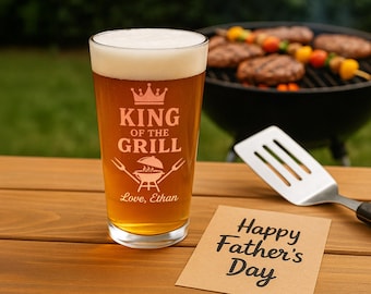 Personalized Father’s Day Pint Glass – Custom Beer Glass Gift for Dad - Perfect Gift for Fathers Day - Dads Home Bar Decor - Pint Glasses