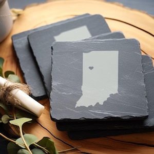 Custom State Slate Coaster Set: Personalized Moving Gift