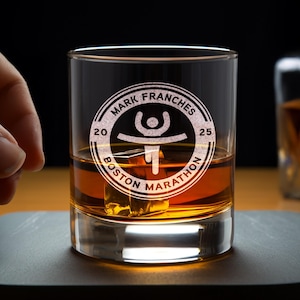 Engraved Marathon Runner Whiskey Glass: Custom Finisher Gift
