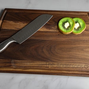 Last Name With Heart Cutting Board, Cute Wedding Gift, Wedding Gift, Strong Wood Cutting Board, Kitchen Gift, Wedding Kitchen Decor, Wedding