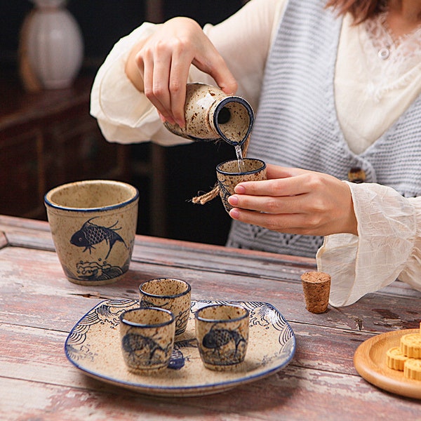 Sake Set With Warmer Etsy