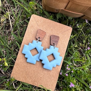 Western Blue Handmade Clay Earrings