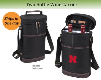 Nebraska Cornhuskers Insulated Wine Carriers with Accessories Graduation Gift Tailgating Game Day Picnics Alumni Holiday Gift