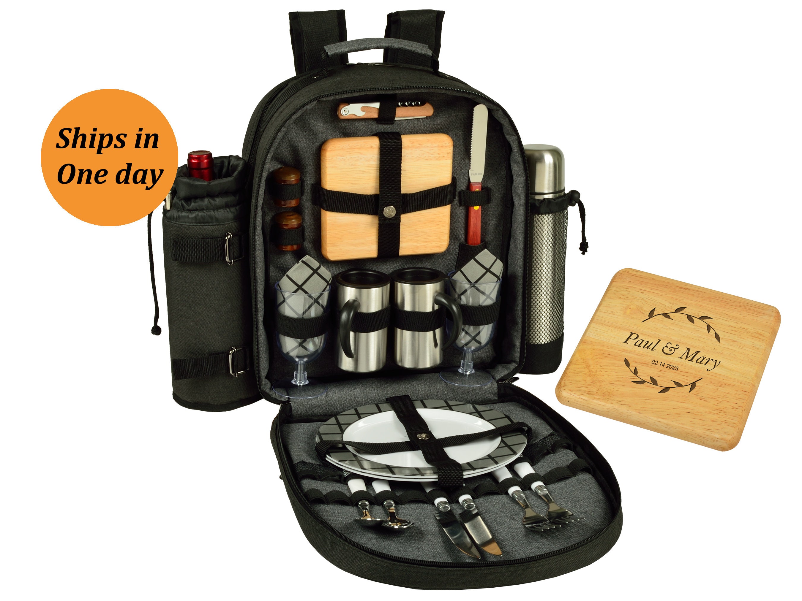 Picnic Coffee Backpack for 2 With Cooler Personalized Cheese