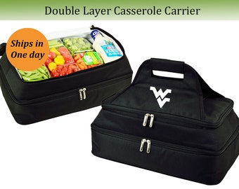 West Virginia Mountaineers Insulated Double Layer Thermal Food and Casserole Carrier Graduation Gift Tailgating Picnics Alumni Holiday Gift
