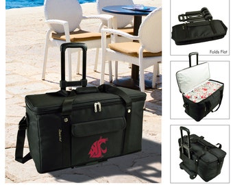 Washington State Cougars Picnic Cooler on Wheels- 64 Can Capacity Graduation Gift Tailgating Game Day Picnics Alumni Holiday Gift