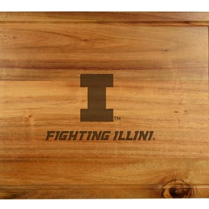 May include: A wooden cutting board with a brown "I" and the text "FIGHTING ILLINI" engraved on it.