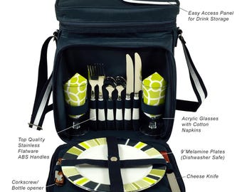 Personalized Picnic Basket for Two, Insulated Cooler Bag, Wedding Gift