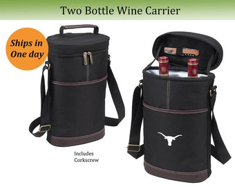 Texas Longhorns Insulated Wine Carriers with Accessories Graduation Gift Tailgating Game Day Picnics Alumni Holiday Gift