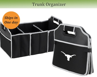 Texas Longhorns Folding Trunk Organizer. Alumni Fans, Graduation, Tailgating, Entertaining, Birthdays.