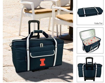 Illinois Fighting Illini Picnic Cooler on Wheels- 64 Can Capacity Graduation Gift Tailgating Game Day Picnics Alumni Holiday Gift