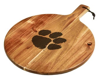 Clemson Tigers Acacia Charcuterie Cheese Board. Unique Alumni Gift, Graduation, Tailgating, Entertaining, Birthdays