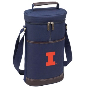 Illinois Fighting Illini Two Bottle Insulated Wine Carrier. Alumni Fans, Graduation, Tailgating, Entertaining, Birthdays