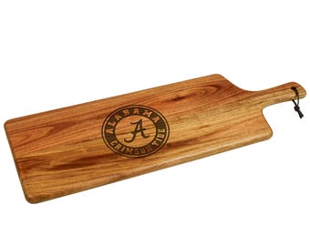 Alabama Crimson Tide Acacia Charcuterie Cheese Board. Unique Alumni Gift, Graduation, Tailgating, Entertaining, Birthdays