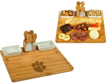 Clemson Tigers Charcuterie Board with Bowls & Cheese Tools. Unique Alumni Gift, Graduation, Tailgating, Entertaining, Birthdays